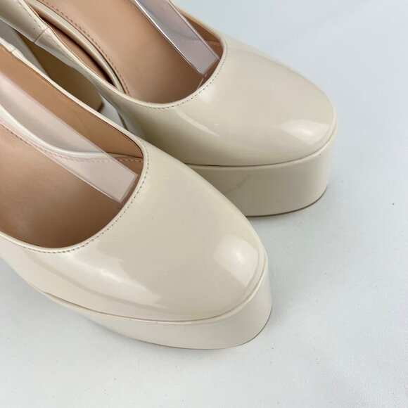 Steve Madden Womens Skyrise Platform Pumps Bone Patent Chunky Heel size 10M - Picture 10 of 16